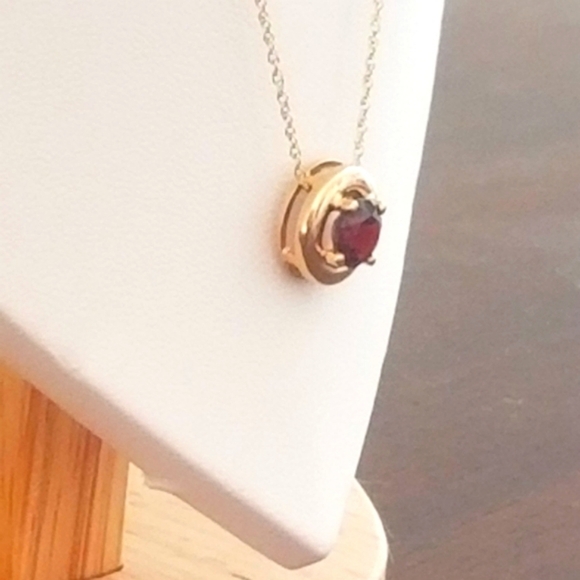 Stampd Jewelry - 10K Gold Garnet Pendant Necklace